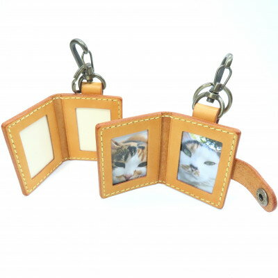 【ふるさと納税】牛ヌメ革 フォトキーホルダー(手縫い) 2個セット【1497562】 サムネイル3