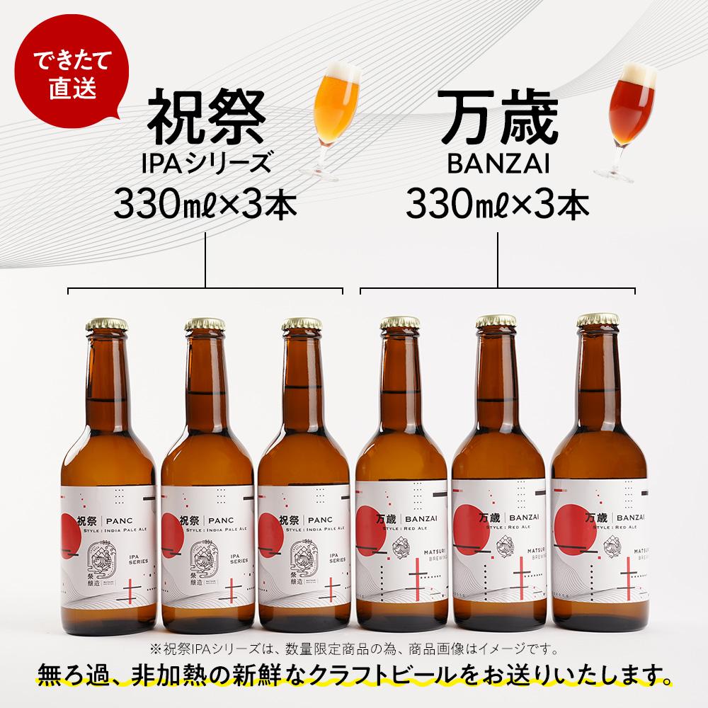 【ふるさと納税】「ハレの日」ギフト！紅白クラフトビール（祝祭3本・万歳3本）地ビール6本組　【できたて直送】無ろ過、非加熱の新鮮なクラフトビールをお送りいたします。 | お酒 さけ 人気 おすすめ 送料無料 ギフト サムネイル3