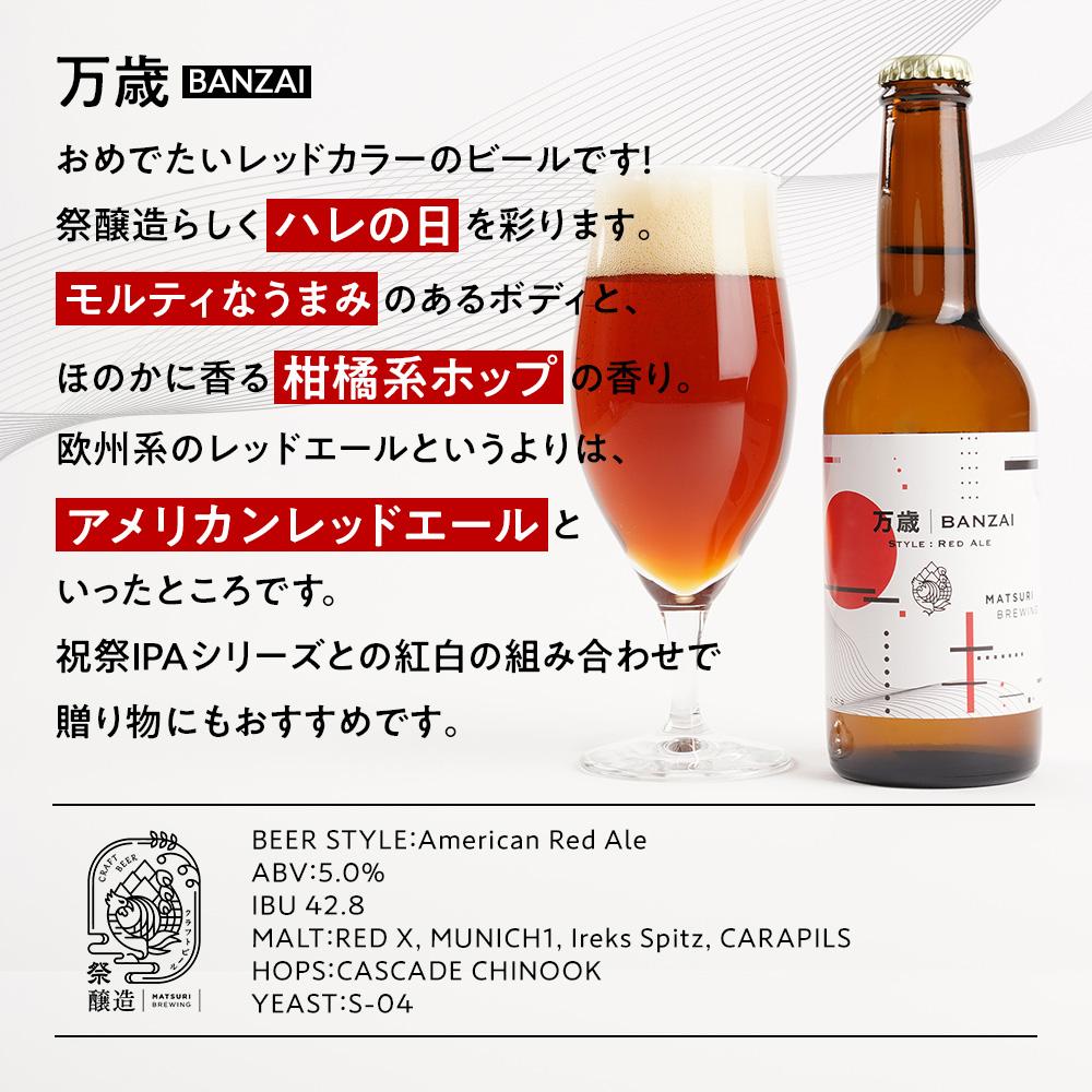 【ふるさと納税】「ハレの日」クラフトビール！寿色の赤い”レッドエール”【万歳】地ビール6本組　【できたて直送】無ろ過、非加熱の新鮮なクラフトビールをお送りいたします。 | お酒 さけ 人気 おすすめ 送料無料 ギフト サムネイル2