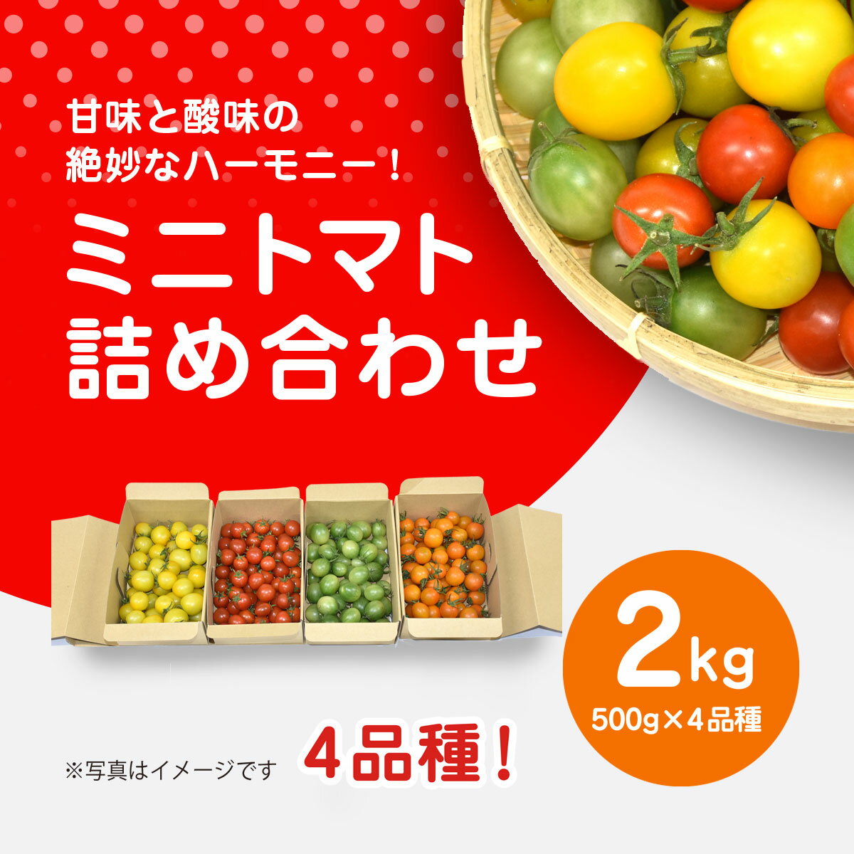 【先行予約】【11月から発送】甘味と酸味の絶妙なハーモニー! ミニトマト 詰め合わせ 2kg（500g×4品種） SMCA002 ※離島（沖縄含む）への配送は不可です