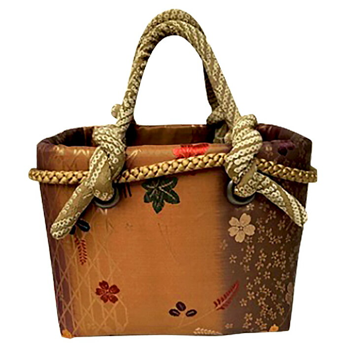 【ふるさと納税】酒々井一閑張り かごバッグ（西陣織り 茶系桜模様）【限定1個】 サムネイル2