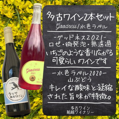 【多古町醸造ワイン 2本セット】Goodness2021微発泡ロゼ・水色ラベル2020赤ワイン【配送不可地域：離島・沖縄県】【1300924】