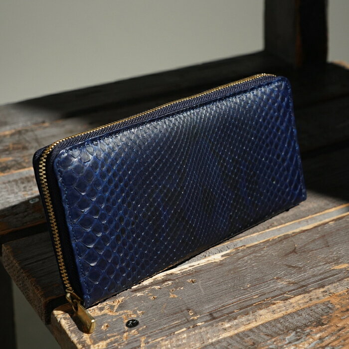 【ふるさと納税】BAGGY PORT（バギーポート）藍染ダイヤモンドパイソン（蛇革）ラウンドロングウォレット HRD-2000 サムネイル2