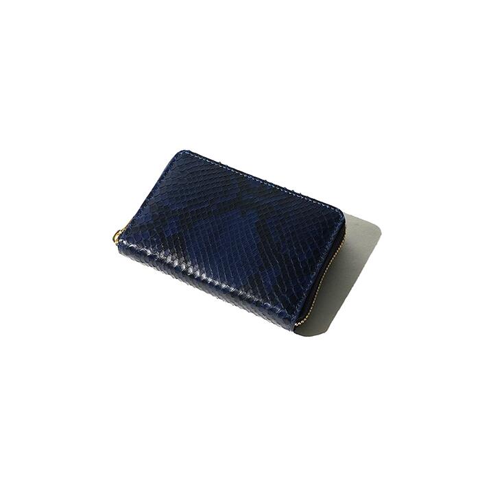 BAGGY PORT（バギーポート）藍染ダイヤモンドパイソン（蛇革）・ラウンドハーフウォレット HRD-2001