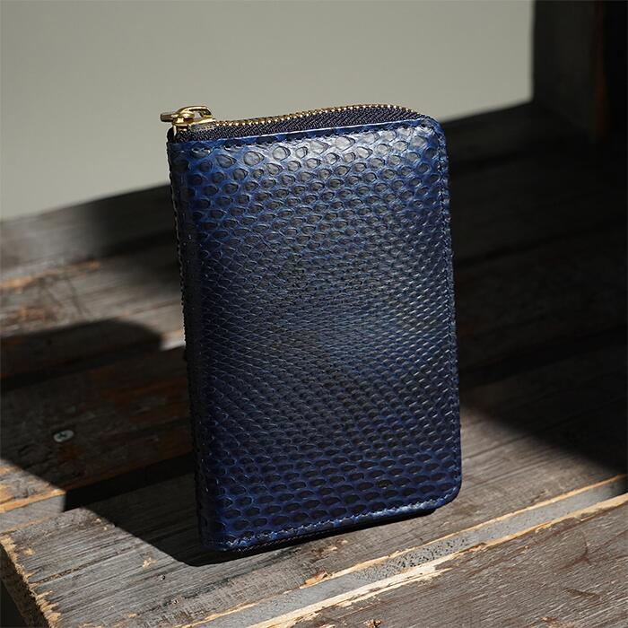 【ふるさと納税】BAGGY PORT（バギーポート）藍染ダイヤモンドパイソン（蛇革）・ラウンドハーフウォレット HRD-2001 サムネイル2