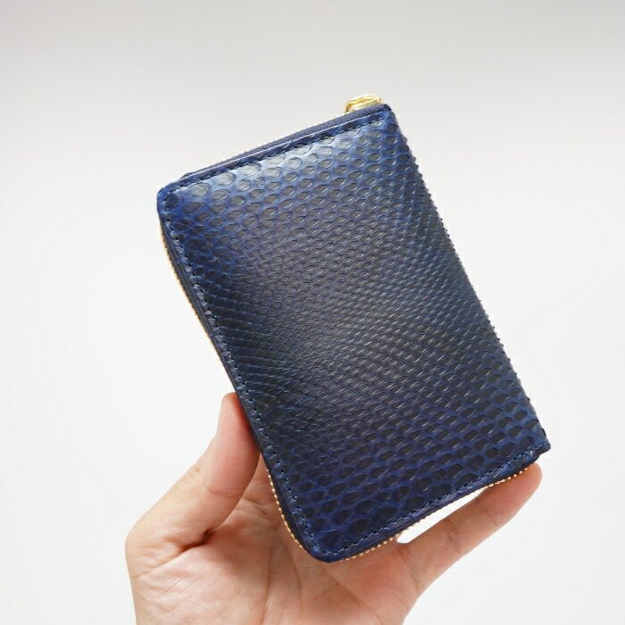 【ふるさと納税】BAGGY PORT（バギーポート）藍染ダイヤモンドパイソン（蛇革）・ラウンドハーフウォレット HRD-2001 サムネイル3