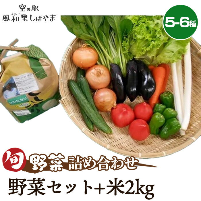 野菜セット（5～6種）+米2kg ／ 野菜 米 季節の野菜 旬 新鮮 コシヒカリ 精米 白米 自慢の逸品 送料無料 千葉県 No.068