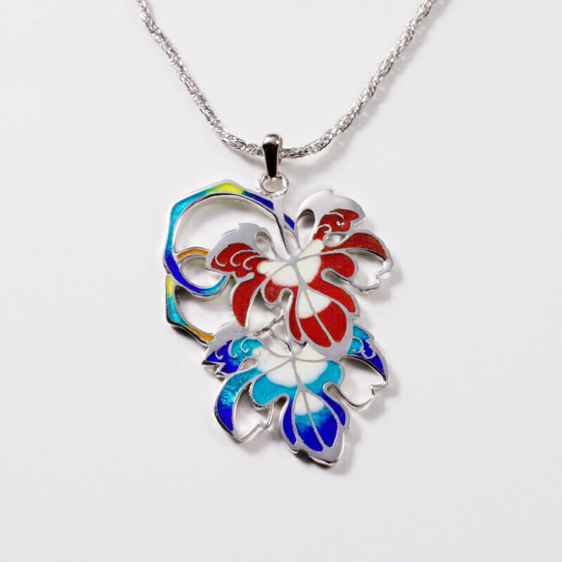 七宝純銀ペンダント 七宝焼き 純銀 シルバー ネックレス ペンダント アクセサリー ジュエリー ハンドメイド 手作り 一点物 ガラス レディース 伝統工芸
