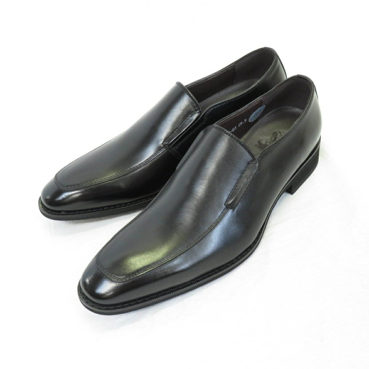 【匠の靴】超軽量＆履き心地抜群な本格ビジネスシューズ サイドゴア スリッポン[AF-03] 軽量 超軽量 革靴 撥水加工 天然皮革 ブラック 黒 日本製