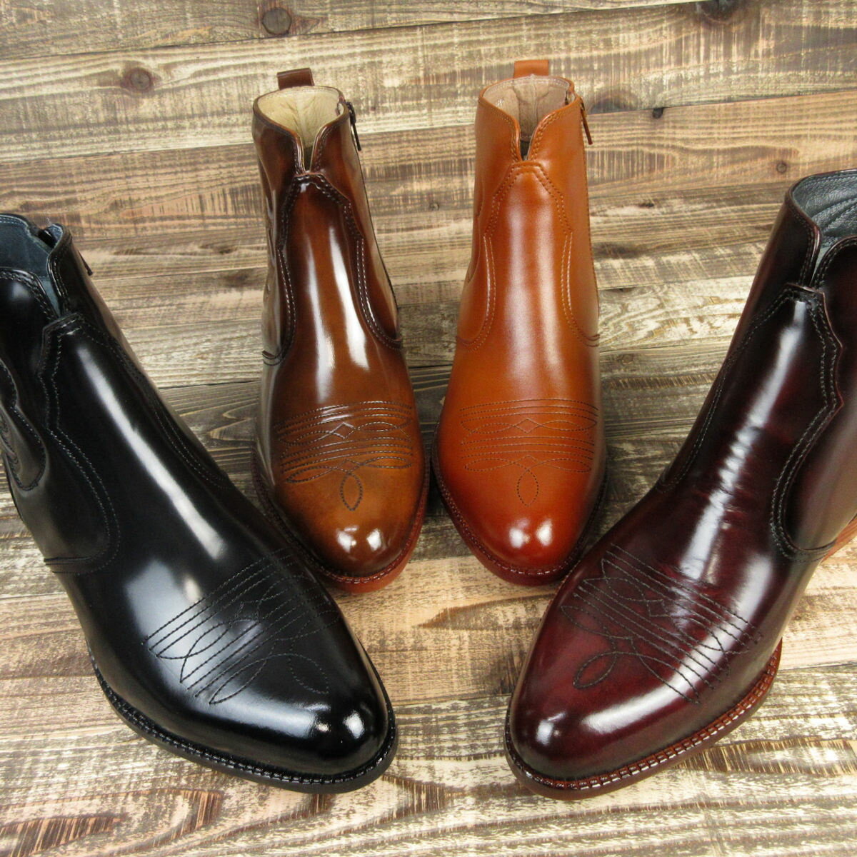 【Made in JAPAN】本革ウエスタンブーツ日本製 選べる 4色 ブーツ ショートブーツ ショート 革靴 天然皮革 本革 レザー カジュアル ユニセックス メンズ レディース