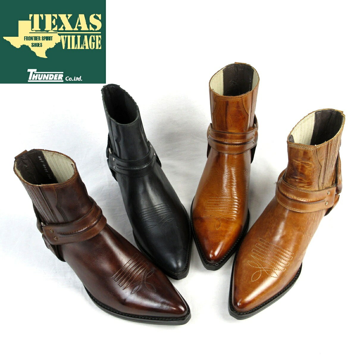【浅草の靴】テキサスビレッジ 本革ウエスタンブーツ[5535] 日本製 ブーツ ショートブーツ ショートウエスタンブーツ 革靴 天然皮革 本革 レザー 選べる 4色 カジュアル ユニセックス メンズ レディース