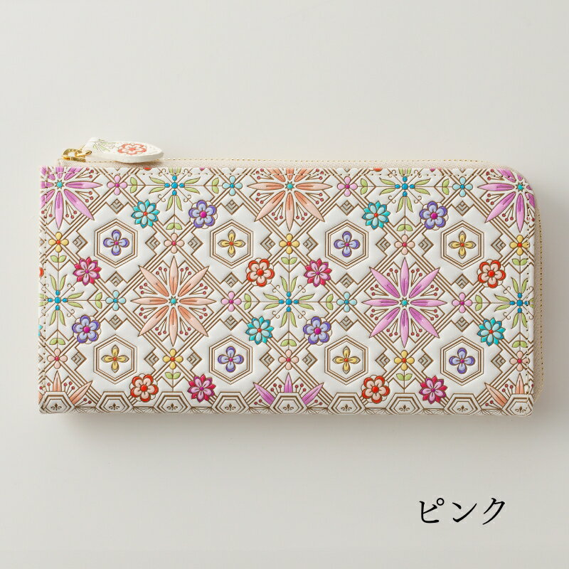 【ふるさと納税】【浅草文庫】L字長財布 花菱柄 財布 長財布 雑貨 日用品 財布 薄い スリム 大容量 L字ファスナー 本革 牛革 レザー 日本製 ハンドメイド ギフト レディース サムネイル2