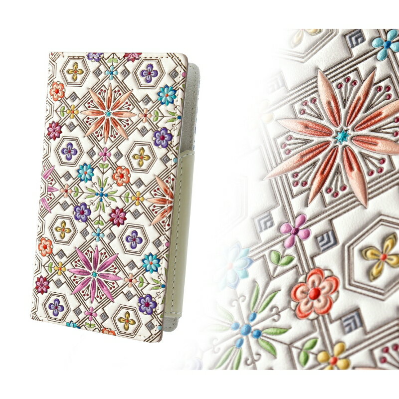 【浅草文庫】スマホケース 花菱柄 ピンク ブルー 日用品 雑貨 apple アップル iPhone スマホ ケース カバー 手帳型 アイフォン android 本革 レザー 皮革 革 牛革