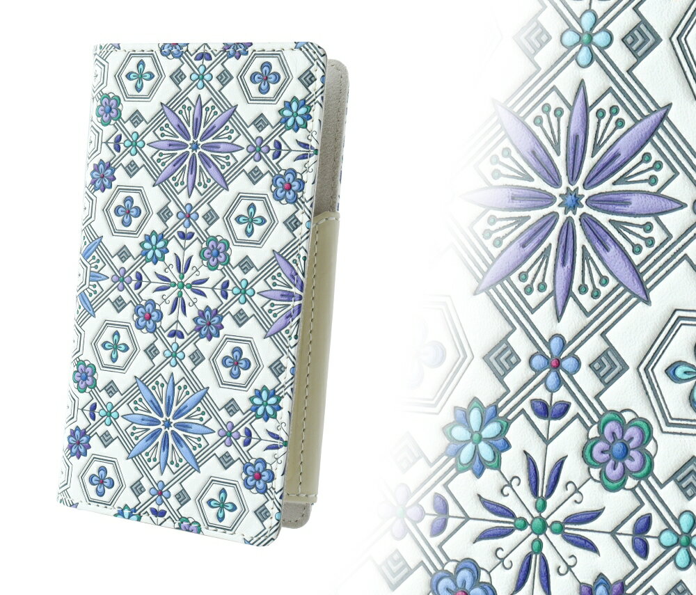 【ふるさと納税】【浅草文庫】スマホケース 花菱柄 ピンク ブルー 日用品 雑貨 apple アップル iPhone スマホ ケース カバー 手帳型 アイフォン android 本革 レザー 皮革 革 牛革 サムネイル2