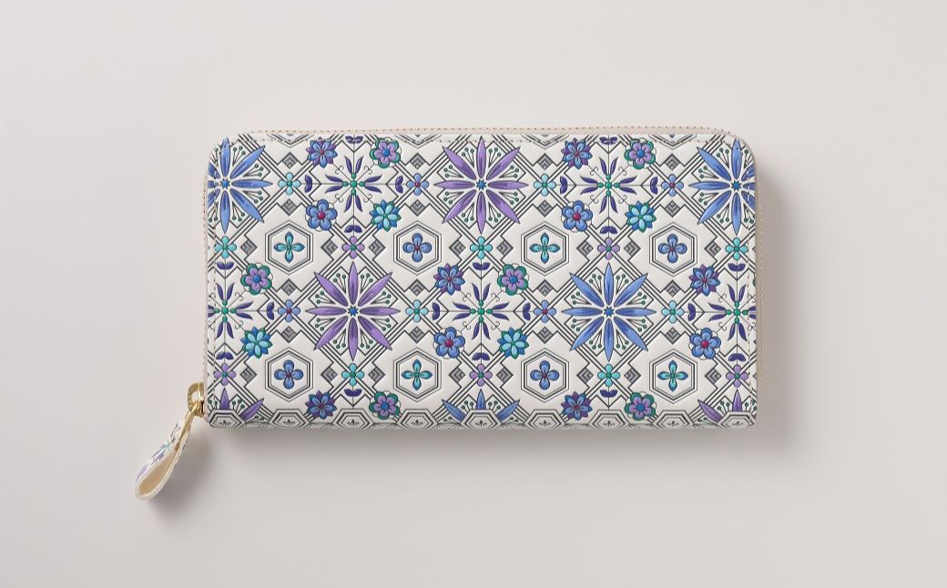 【ふるさと納税】【浅草文庫】ラウンド長財布 花菱柄 財布 ラウンドファスナー 牛革 革 皮革 革製品 レザー 雑貨 日用品 日本製 ハンドメイド 型友禅 工芸品 ギフト レディース 花柄 サムネイル3