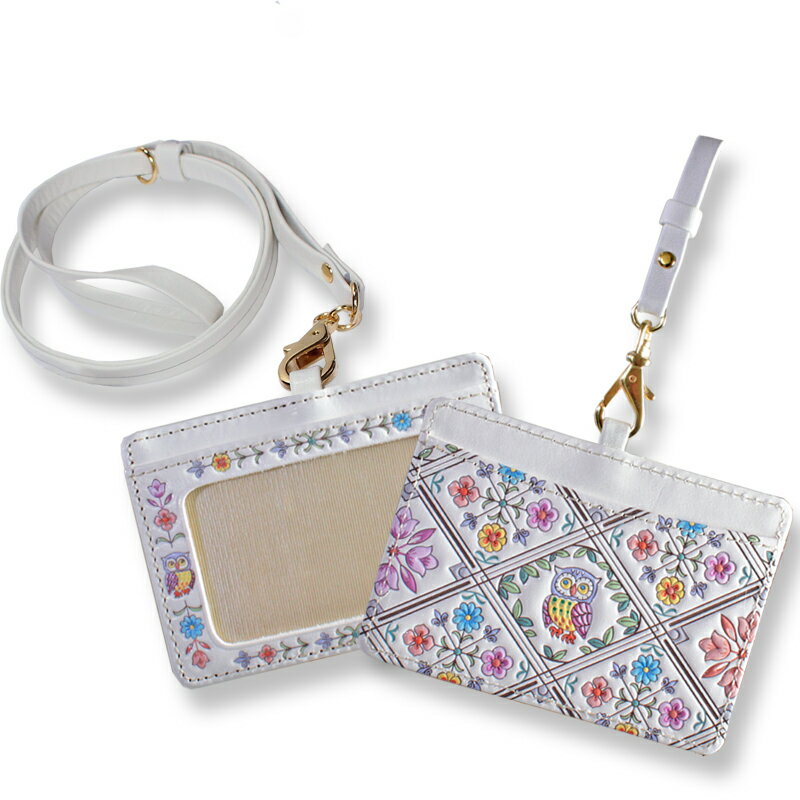 【浅草文庫】IDケース〈ふくろう柄〉 カードホルダー カードケース パスケース 社員証 定期入れ 横型 就職 ビジネス ギフト プレゼント レディース 日本製