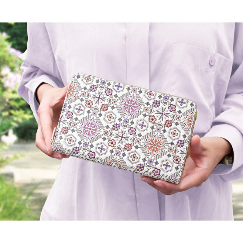 【ふるさと納税】【浅草文庫】お薬手帳ポーチ〈花菱柄〉 お薬手帳 パスポートケース ポーチ 日本製 本革 牛革 レザー 日本製 ギフト プレゼント サムネイル2