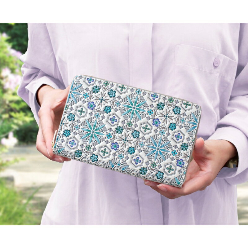 【ふるさと納税】【浅草文庫】お薬手帳ポーチ〈花菱柄〉 お薬手帳 パスポートケース ポーチ 日本製 本革 牛革 レザー 日本製 ギフト プレゼント サムネイル3