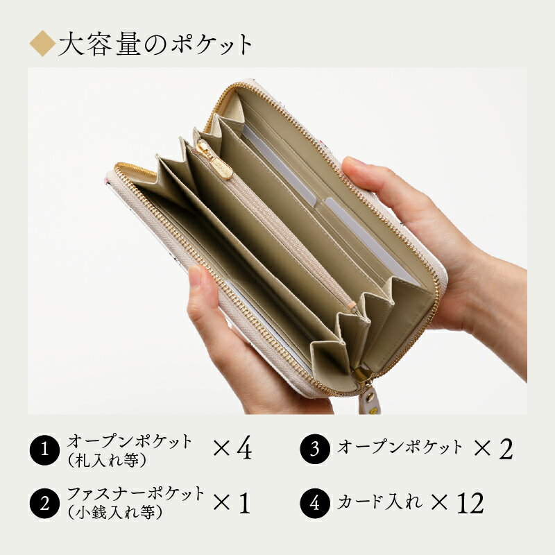 【ふるさと納税】【浅草文庫】ラウンド長財布〈猫柄〉 財布 日用品 雑貨 スリム 大容量 ラウンド ファスナー 猫 ネコ ねこ 本革 牛革 レザー 日本製 国産 ハンドメイド ギフト プレゼント メンズ レディース サムネイル3