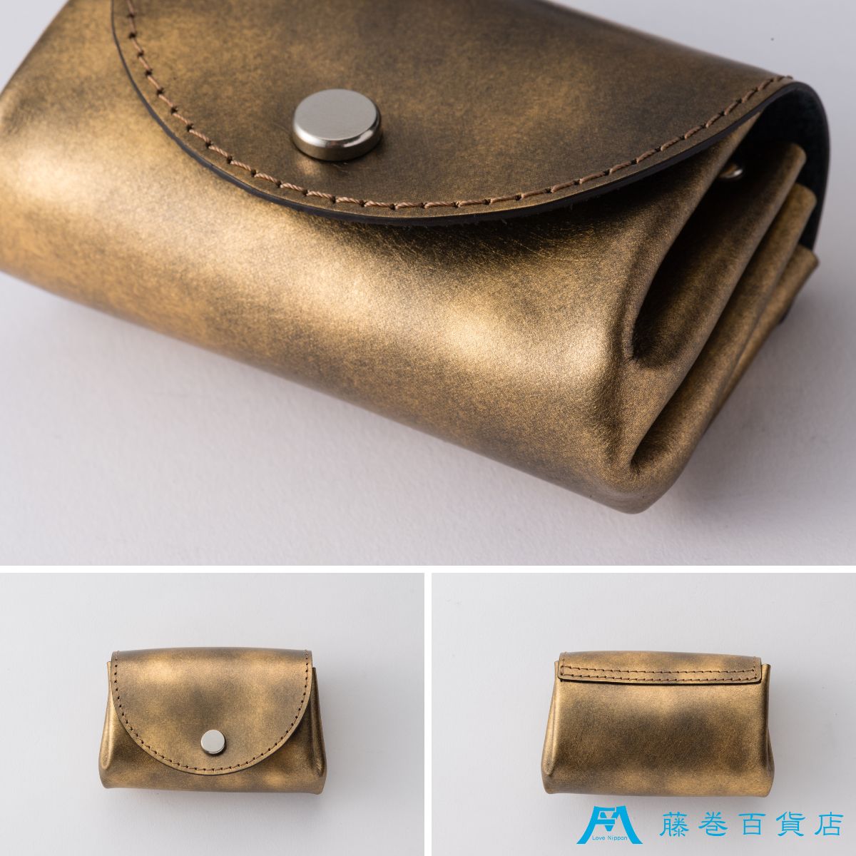 【ふるさと納税】【TRIALOGUE STUDIO】藤巻百貨店別注 ゴールドホイルレザー じゃばら折りマルチウォレット 財布 マルチウォレット じゃばら折り コインケース 牛革 小物 シンプル アンティーク ギフト プレゼント サムネイル2