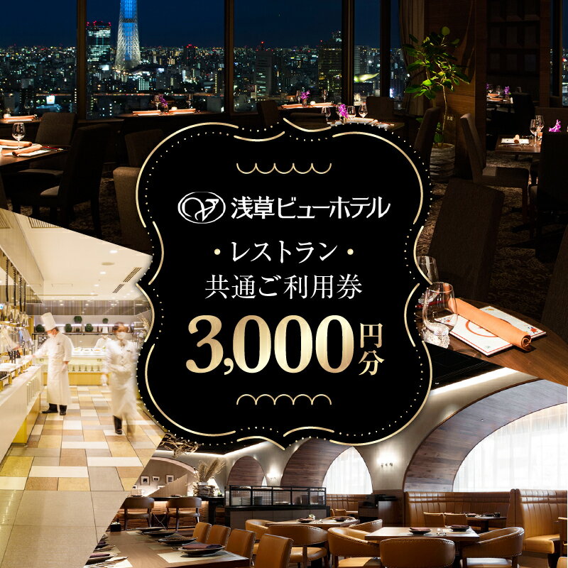 【浅草ビューホテル】レストラン共通ご利用券 [3,000円分] チケット 東京 浅草 ランチ ディナー ご褒美 贈答 ギフト