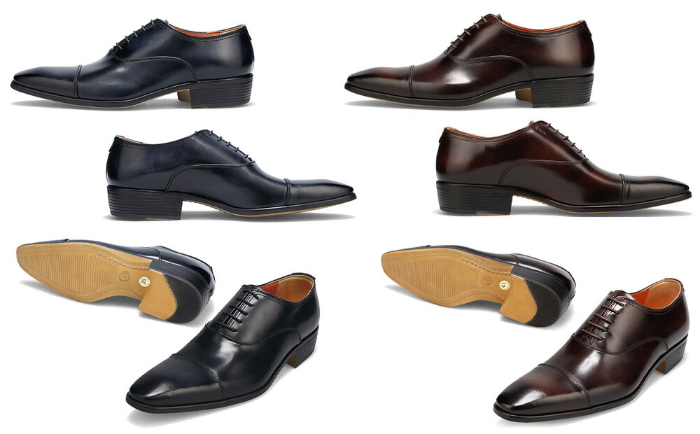 【ふるさと納税】クインクラシコ 革靴 17001 ビジネスシューズ 本革 ストレートチップ 幅広 甲高 キャップトゥ 牛革 フォーマル サムネイル2