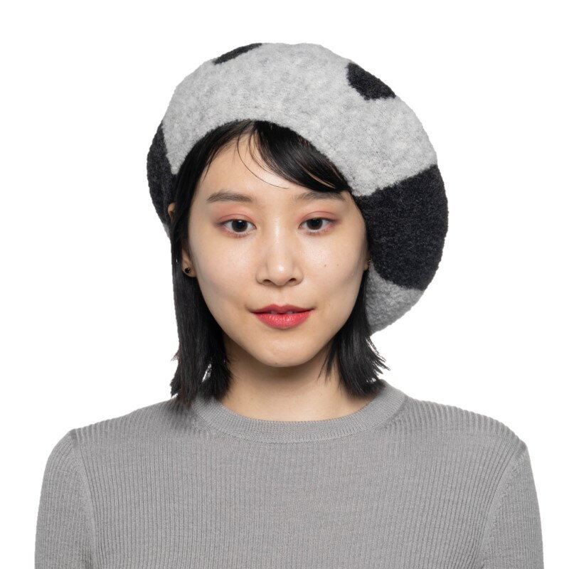 【ふるさと納税】パンダモチーフニットベレー帽 パンダ アニマル ニットベレー帽 ベレー帽 ニット帽 帽子 アルパカ ウール ふるさと納税 サムネイル2