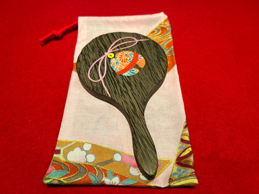 【箱長】手鏡（小） 選べる柄 鈴 桜 ミラー ハンドミラー コンパクトミラー 鏡 桐 木製 和風 伝統工芸品 おしゃれ 贈答 ギフト