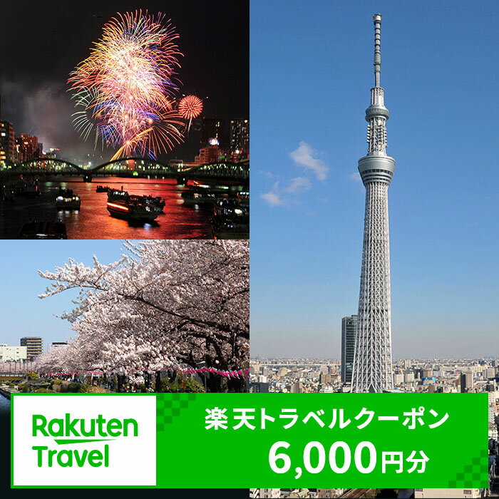 東京都墨田区の対象施設で使える　楽天トラベルクーポン　寄付額20,000円(クーポン6,000円)　 東京 関東 宿泊 宿泊券 ホテル 旅館 旅行 旅行券 観光 トラベル チケット 旅 宿 券