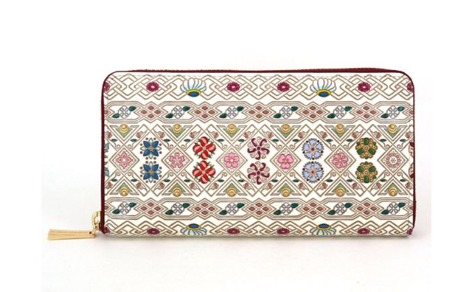 【ふるさと納税】長財布 大容量 ぐるっとファスナーの長財布 花菱 文庫屋大関 通帳が入る 財布 レディース 本革 牛革 通帳ケース 通帳入れ 通帳 ポーチ ファスナー カード 収納 ポケット 小銭入れ 仕切り 工芸品 雑貨 東京　お届け：発送可能時期より順次配送 サムネイル2