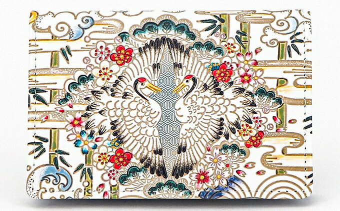 【ふるさと納税】パスケース 名刺入れとしても パスカードホルダー むかい鶴 文庫屋大関 名刺入れ 名刺ケース レディース 定期券入れ 定期入れ 名刺 カードケース 二つ折り 薄型 レザー 本革 革 文庫革 日本製 東京 墨田区　お届け：発送可能時期より順次配送 サムネイル2