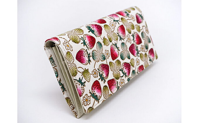 【ふるさと納税】長財布 スッキリ大人の財布 束入れ いちご 文庫屋大関 お札を折らない 財布 レディース レザー 本革 革 文庫革 薄い スリム 軽量 スリム財布 レディース財布 お財布 札入れ 札束入れ 柄 日本製 東京 墨田区　お届け：発送可能時期より順次配送 サムネイル3