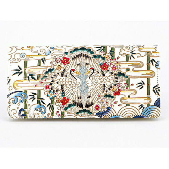 長財布 スッキリ大人の財布 束入れ むかい鶴 文庫屋大関 お札を折らない 財布 レディース レザー 本革 革 文庫革 薄い スリム 軽量 スリム財布 レディース財布 お財布 札入れ 札束入れ 日本製 和風 東京 墨田区　お届け：発送可能時期より順次配送