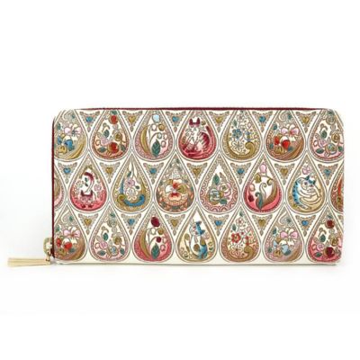 財布 大容量 ぐるっとファスナーの長財布 花と猫 ローズ 文庫屋大関 お財布 サイフ 長財布 ロングウォレット ウォレット ファスナー長財布 大容量財布 革製品 革小物 本革 日本製 東京 東京都 墨田区　お届け：発送可能時期より順次配送