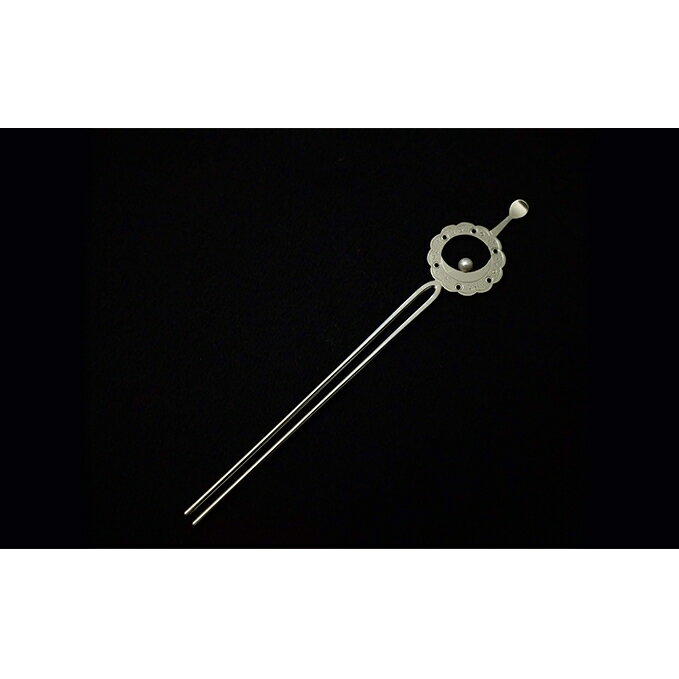 かんざし 平打ち簪 銀製 雪輪に月うさぎ かざり工芸三浦 髪飾り ヘアアクセサリー 和装 普段使い アクセサリー 民芸品 工芸品 伝統工芸品 おしゃれ かわいい 東京 東京都 墨田区