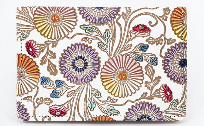 【ふるさと納税】パスケース 更紗菊 文庫屋大関 名刺入れ カードホルダー 名刺ケース 名刺ホルダー カード入れ 定期入れ 定期ケース 雑貨 生活雑貨 小物 革小物 革製品 本革 日用品 民芸品 工芸品 東京 東京都 墨田区　お届け：発送可能時期より順次配送 サムネイル2