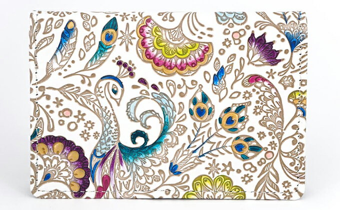 【ふるさと納税】パスケース 孔雀 文庫屋大関 名刺入れ カードホルダー 名刺ケース 名刺ホルダー カード入れ 定期入れ 定期ケース 雑貨 生活雑貨 小物 革小物 革製品 本革 日用品 民芸品 工芸品 東京 東京都 墨田区　お届け：発送可能時期より順次配送 サムネイル2