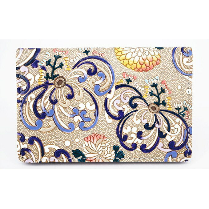 パスケース 乱菊 青紫 文庫屋大関 名刺入れ カードホルダー 名刺ケース 名刺ホルダー カード入れ 定期入れ 定期ケース 雑貨 生活雑貨 小物 革小物 革製品 本革 日用品 民芸品 工芸品 東京 東京都 墨田区　お届け：発送可能時期より順次配送