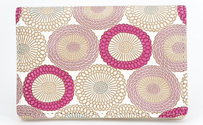 【ふるさと納税】パスケース 笠菊 桃花 文庫屋大関 名刺入れ カードホルダー 名刺ケース 名刺ホルダー カード入れ 定期入れ 定期ケース 雑貨 生活雑貨 小物 革小物 革製品 本革 日用品 民芸品 工芸品 東京 東京都 墨田区　お届け：発送可能時期より順次配送 サムネイル2