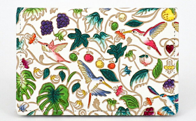 【ふるさと納税】パスケース ハチドリの憂鬱 文庫屋大関 名刺入れ カードホルダー 名刺ケース 名刺ホルダー カード入れ 定期入れ 定期ケース 小物 革小物 革製品 革 民芸品 鳥グッズ 日本製 東京 東京都 墨田区　お届け：発送可能時期より順次配送 サムネイル2