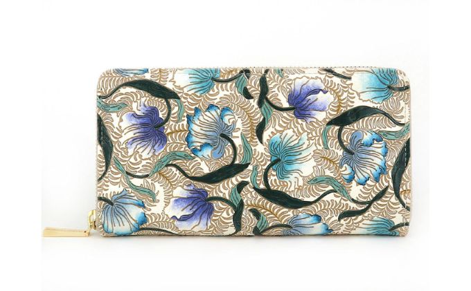 【ふるさと納税】財布 大容量 ぐるっとファスナーの長財布 ノースガーデン ターコイズ 文庫屋大関 お財布 サイフ 長財布 ウォレット レディース ファスナー 民芸品 革 革小物 文庫革 本革 財布革 日本製 東京 東京都 墨田区　お届け：発送可能時期より順次配送 サムネイル2