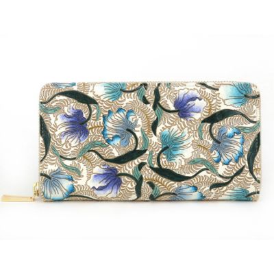 財布 大容量 ぐるっとファスナーの長財布 ノースガーデン ターコイズ 文庫屋大関 お財布 サイフ 長財布 ウォレット レディース ファスナー 民芸品 革 革小物 文庫革 本革 財布革 日本製 東京 東京都 墨田区　お届け：発送可能時期より順次配送