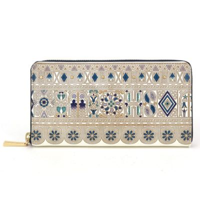 【文庫屋大関】 大容量　ぐるっとファスナーの長財布　アポロン＜ブルー＞【皮革工芸品】 ファッション小物 民芸品 　お届け：発送可能時期より順次配送