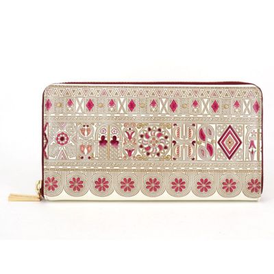 【文庫屋大関】 大容量　ぐるっとファスナーの長財布　アポロン＜ピンク＞【皮革工芸品】 ファッション小物 民芸品 　お届け：発送可能時期より順次配送