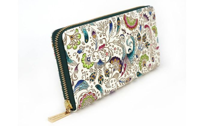 【ふるさと納税】【文庫屋大関】 大容量　ぐるっとファスナーの長財布　孔雀【皮革工芸品】 ファッション小物 民芸品 　お届け：発送可能時期より順次配送 サムネイル3