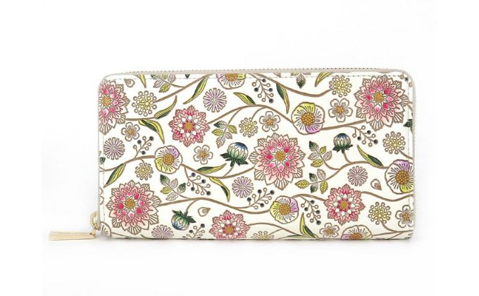 【ふるさと納税】【文庫屋大関】 大容量　ぐるっとファスナーの長財布　ダリア＜ベリーピンク＞【皮革工芸品】 ファッション小物 民芸品 　お届け：発送可能時期より順次配送 サムネイル2