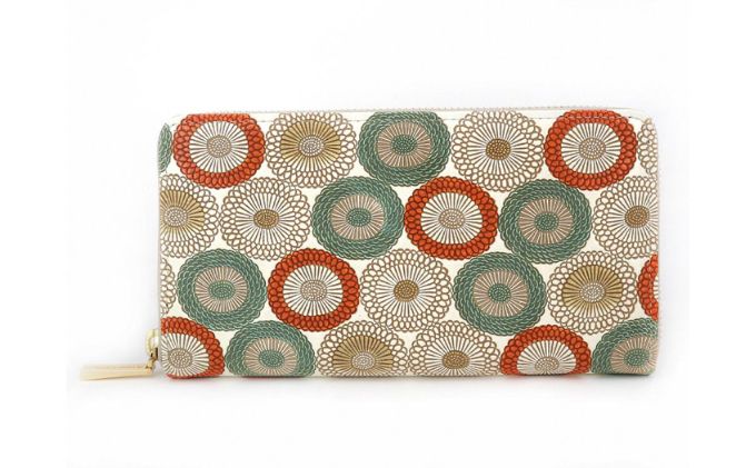 【ふるさと納税】【文庫屋大関】 大容量　ぐるっとファスナーの長財布　笠菊＜若草＞【皮革工芸品】 ファッション小物 民芸品 　お届け：発送可能時期より順次配送 サムネイル2