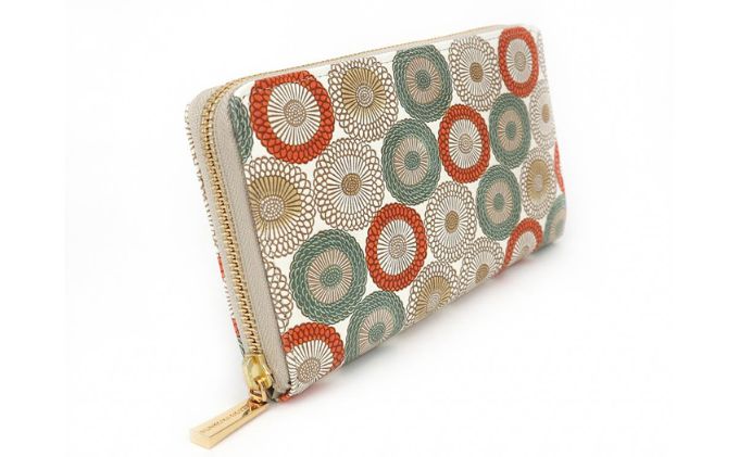 【ふるさと納税】【文庫屋大関】 大容量　ぐるっとファスナーの長財布　笠菊＜若草＞【皮革工芸品】 ファッション小物 民芸品 　お届け：発送可能時期より順次配送 サムネイル3