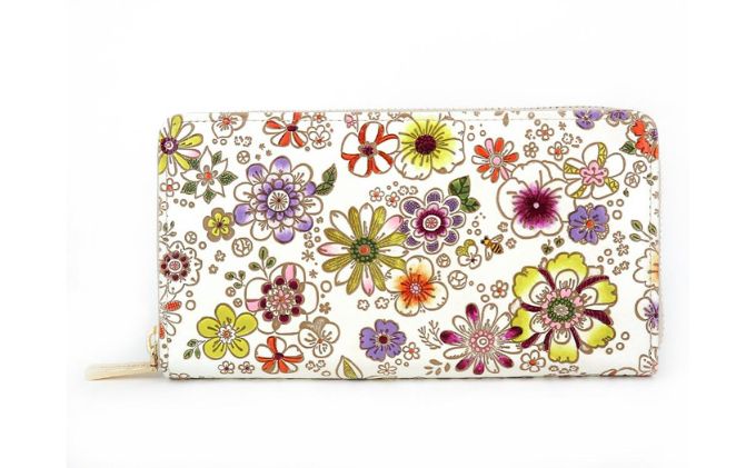 【ふるさと納税】【文庫屋大関】 大容量　ぐるっとファスナーの長財布　みつばち【皮革工芸品】 ファッション小物 民芸品 　お届け：発送可能時期より順次配送 サムネイル2