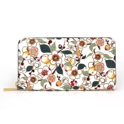 【文庫屋大関】 大容量　ぐるっとファスナーの長財布　梅花（メイホア）【皮革工芸品】 ファッション小物 民芸品 　お届け：発送可能時期より順次配送